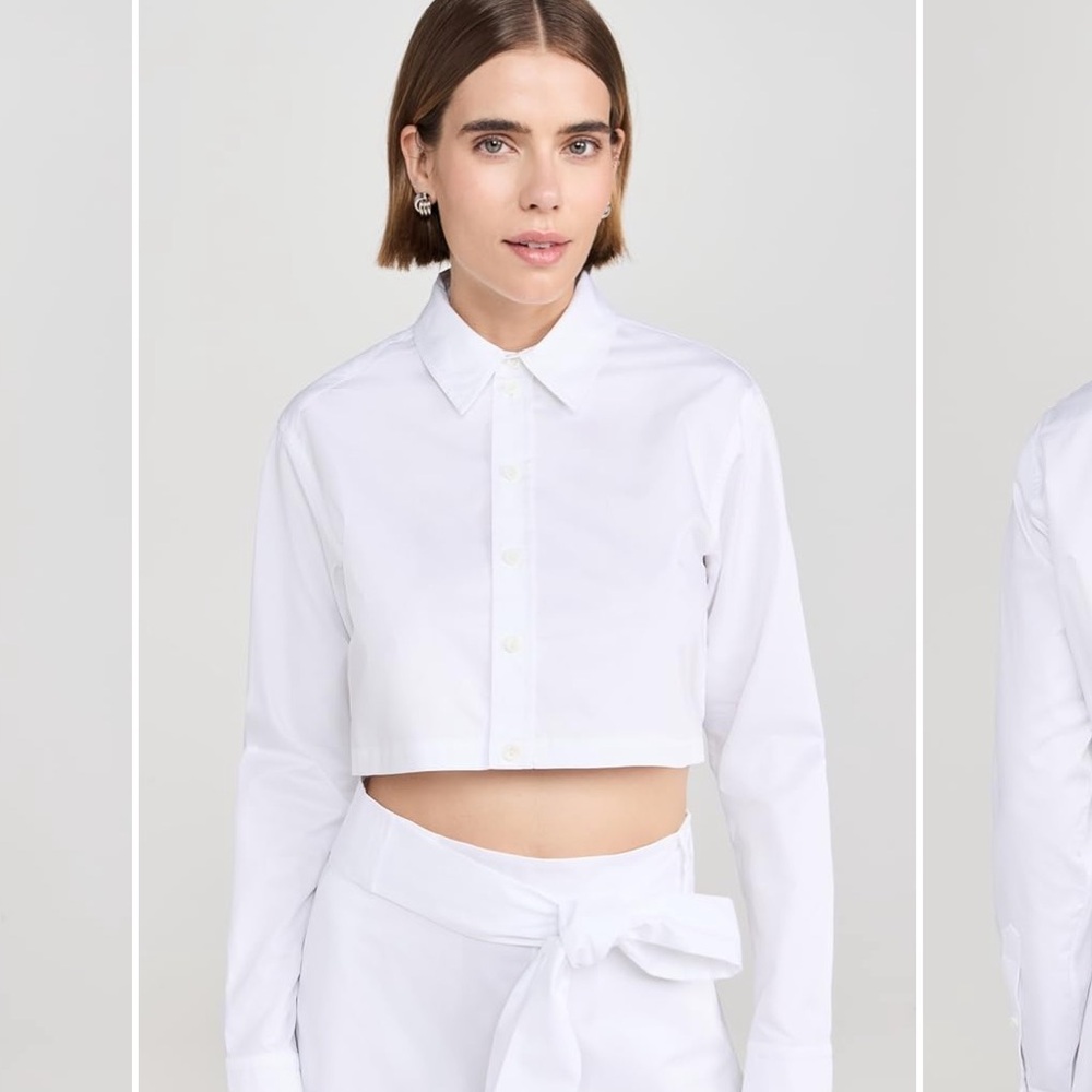 Tibi Eco Poplin Cropped Shirt